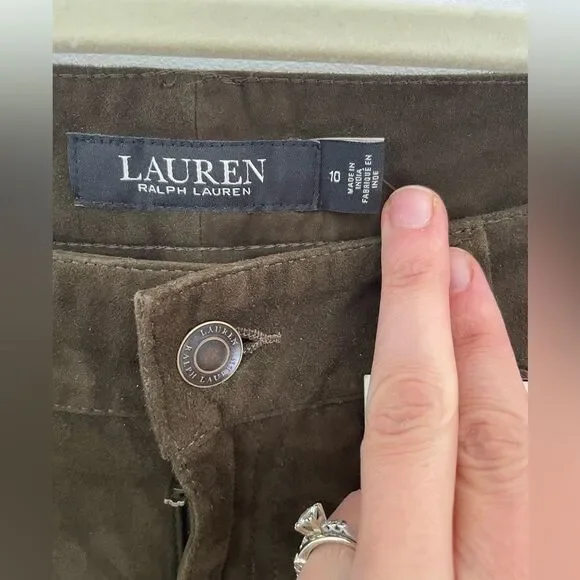 Ralph Lauren Olive Green pants 100% goat suede size 10 NWT - Picture 5 of 13